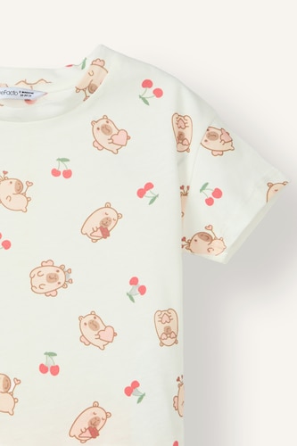 %100 Pamuk Şortlu 2'li Pijama Takımı Kız Bebek