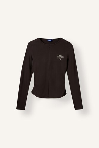 Kadın Kahve NBA Slim Fit Fermuarlı Uzun Kollu Sweatshirt