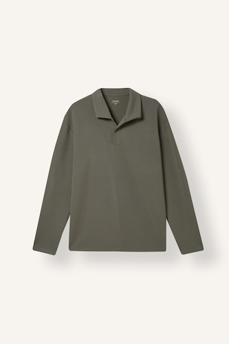Erkek Açık Haki Regular Fit Apaş Yaka Basic Sweatshirt