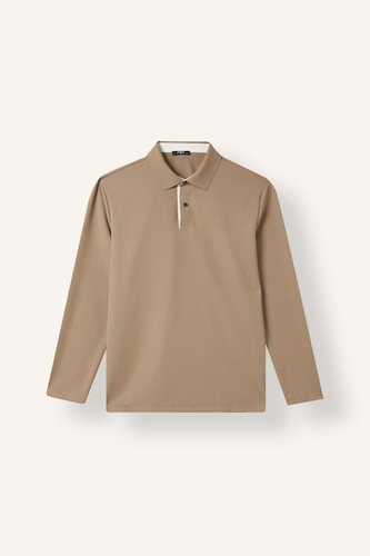 Regular Fit Basic Long Sleeve Polo Collar Sweatshirt