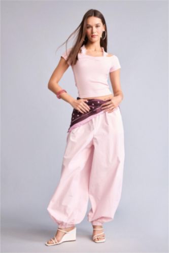 Women Pink Normal Waist Balloon Fit Trousers