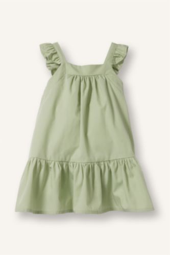 Kız Bebek Açık Yeşil Kolsuz Poplin Elbise Kız Bebek