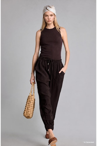 Kadın Kahve Jogger Fit Modal Pantolon