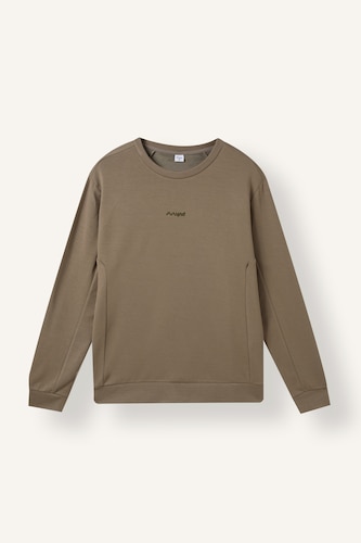 Erkek Haki Standart Fit Baskılı Detaylı Sweatshirt