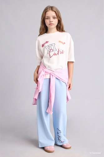 Girl 2 piece Regular Fit T-shirt Sweatpants Set