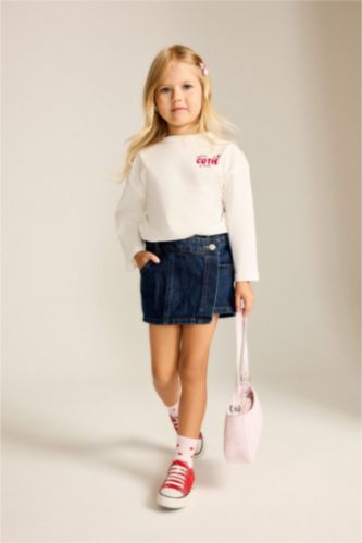 طفلة صغيرة أزرق غامق Baby Girl 100% Cotton Denim Shorts