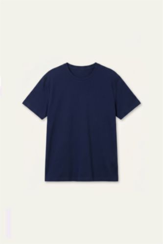 Men Indigo Melange Regular Fit Crew Neck Pique Basic T-shirt