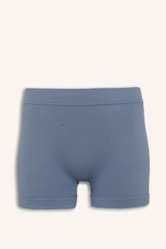 Kadın Açık Mavi Fitilli Elastik Bel Seamless Boxer