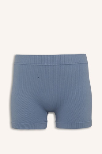 Light Blue Ribbed Seamless Elastic Waist Boxer Briefs