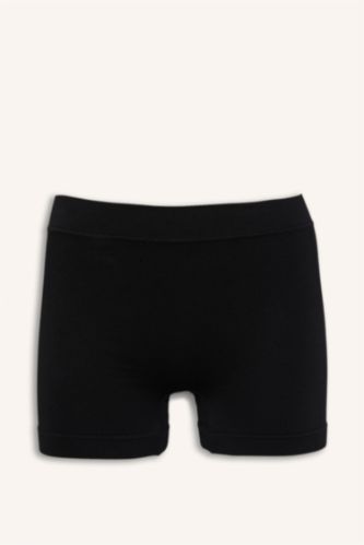 Kadın Siyah Fitilli Elastik Bel Seamless Boxer