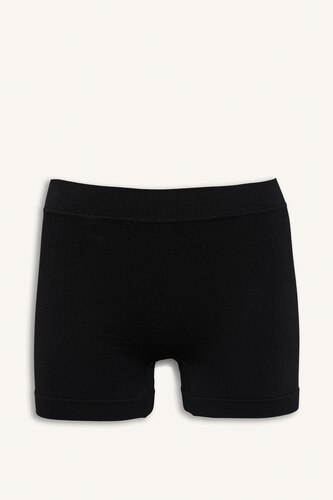 Black Ribbed Seamless Elastic Waist Boxer Briefs