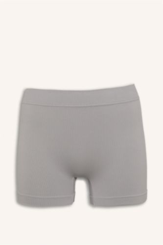 Kadın Gri Lastikli Bel Seamless Fitilli Boxer