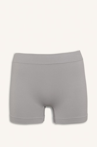 Grey Ribbed Seamless Elastic Waist Boxer Briefs