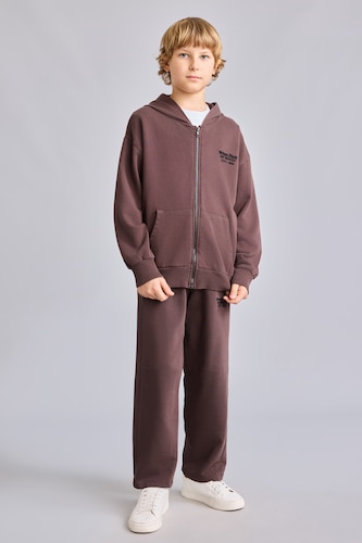 Young Boys - Teen Boys Light Brown Slogan Pattern Trousers