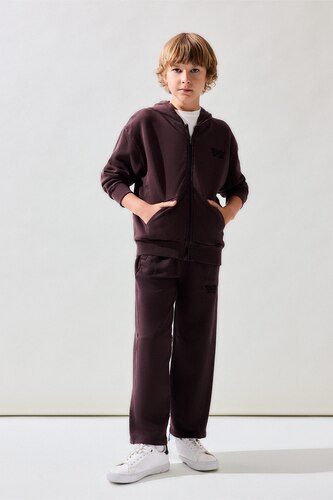 Boys & Teens Light Brown Slogan Pattern Trousers