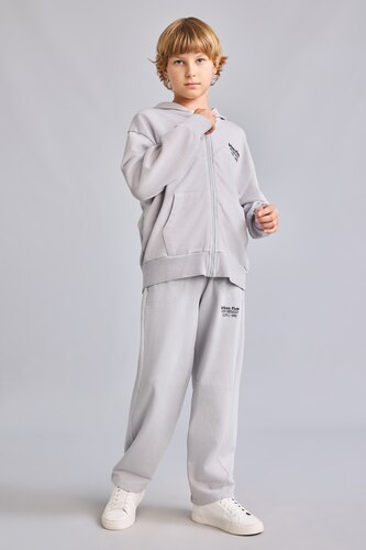 Young Boys - Teen Boys Light Grey Slogan Pattern Trousers