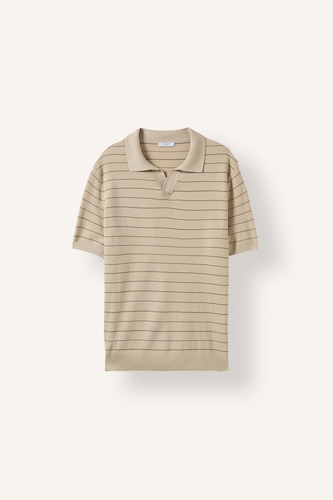 Men Ecru Standard Fit Short Sleeve Polo T-Shirt