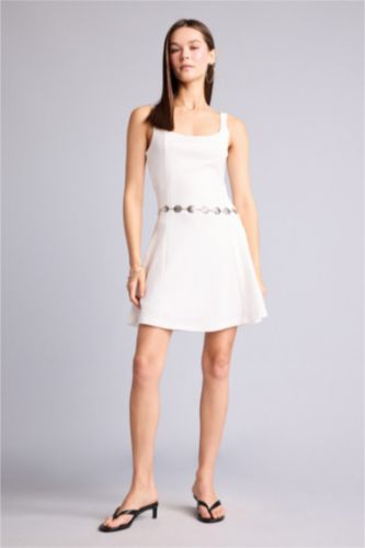 Women White Crepe Dress