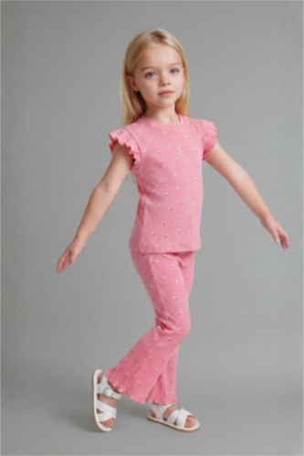 Baby Girls Coral 2 piece Regular Fit Crew Neck Floral Set