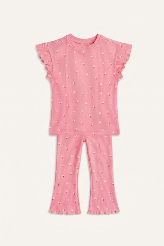 Baby Girl 2 piece Regular Fit Coral Floral Set