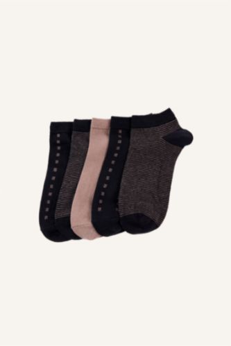 Men Black 5 Piece Cotton Short Socks