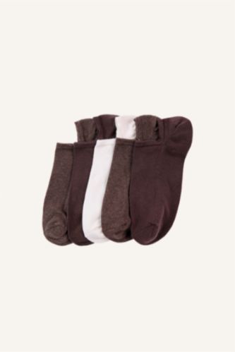 Men Brown 5 Piece Cotton Step Socks