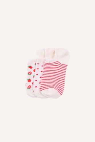 Women White 3 piece Cotton Step Socks