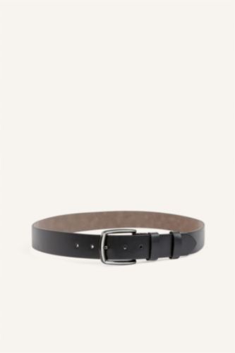 Men Black Man Rectangle Clasp Faux Leather