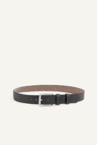 Men Black Man Rectangle Clasp Faux Leather Classic Belt