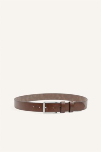 Men Brown Man Rectangle Clasp Faux Leather