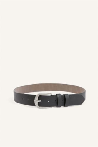 Men Black Man Rectangle Clasp Faux Leather Classic Belt