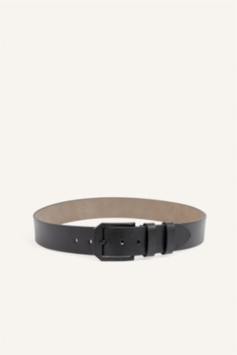 Men Black Man Rectangle Clasp Faux Leather Classic Belt