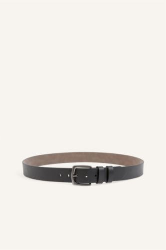 Men Black Man Rectangle Clasp Faux Leather Classic Belt