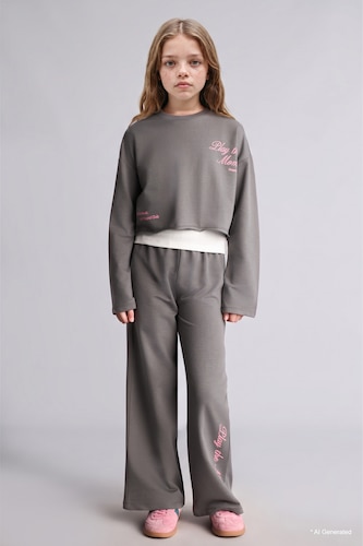 Ensemble 3 pièces Sweatshirt avec débardeur intérieur et Pantalon de survêtement pour fille