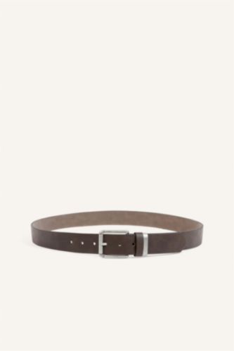 Men Brown Man Rectangle Clasp Faux Leather