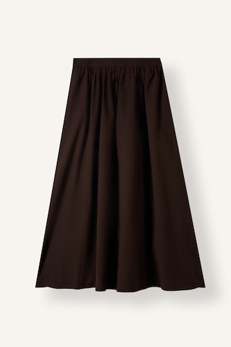 Flared Fit 100% Cotton Poplin Long Skirt