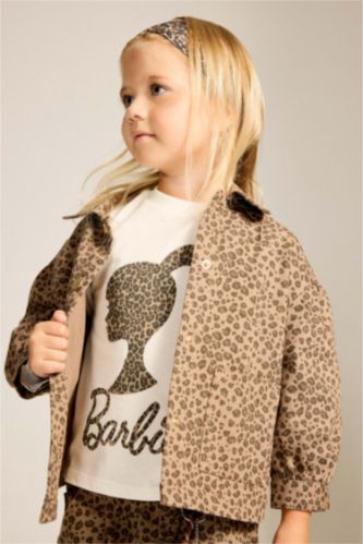 Baby Girls Brown Gabardine Printed Long Sleeve Shirt