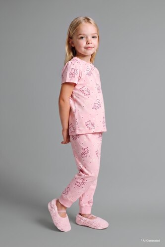 BABY GIRL Light Pink Baby Girl Patterned 2 Piece Pyjama Set