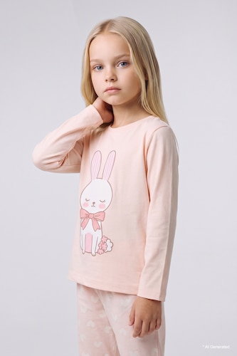 Baby Girls Pink 2 piece Regular Fit Knitted Pyjamas
