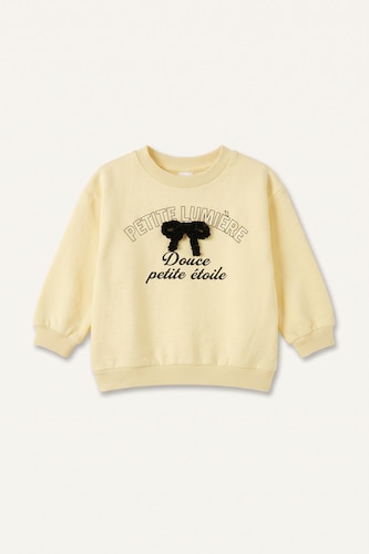 %100 Pamuk Bisiklet Yaka Sweatshirt Kız Bebek