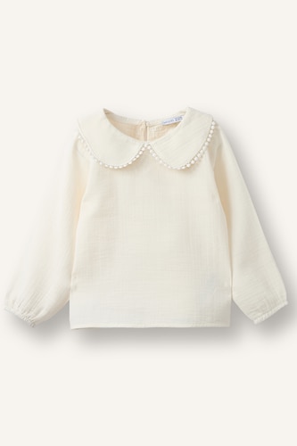 Baby Girls Ecru Baby Girl 100% Cotton Muslin Shirt