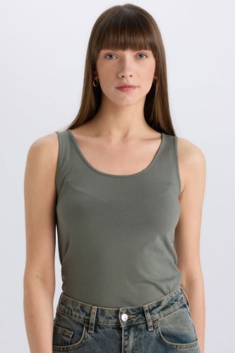 Slim Fit Dar Kesim U Yaka Basic Düz Atlet