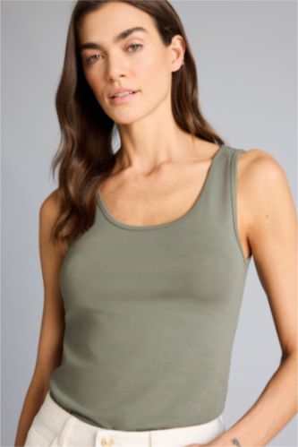 Kadın Açık Haki Slım Fıt Basıc Yuvarlak Yaka Atlet