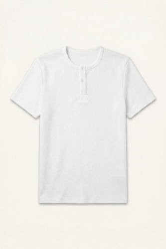 Slım Fıt Waffle Henley Yaka Tişört