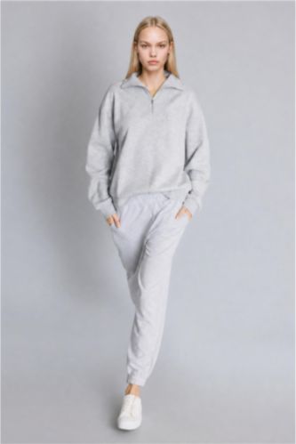 WOMAN Grey Melange jogger Thin Sweatshirt Fabric Trousers
