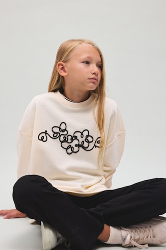 Girl Printed Long Sleeve Sweatshirt and Flared Trousers Set