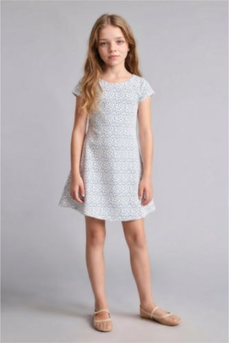 Young Girls - Teen Girls White Girl Half-Sleeve Bell Skirt Mini Dress