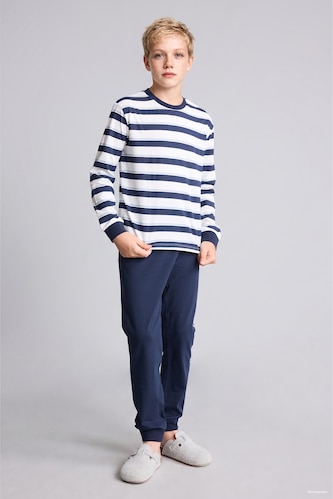 Boy Striped Long Sleeve Top and Trousers Pyjama Set