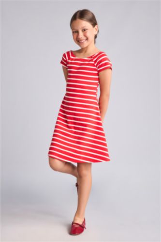 Young Girls - Teen Girls Light Red A Cut Knitted Dress