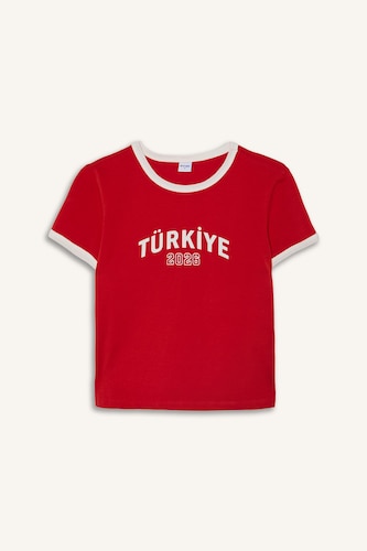 Slim Fit Türkiye Baskılı Tişört